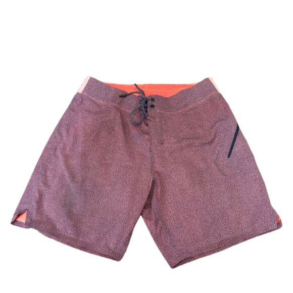 Lululemon Men's El Current Board Shorts Navy Coral Swimwear Summer Size 34 Waist - Picture 1 of 7